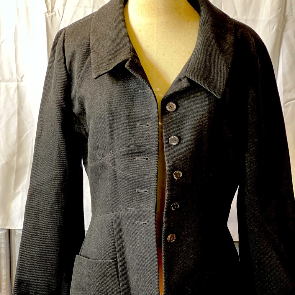 20% off! Sales Chanel black wool jacket vintage size 42 casual evening jacket